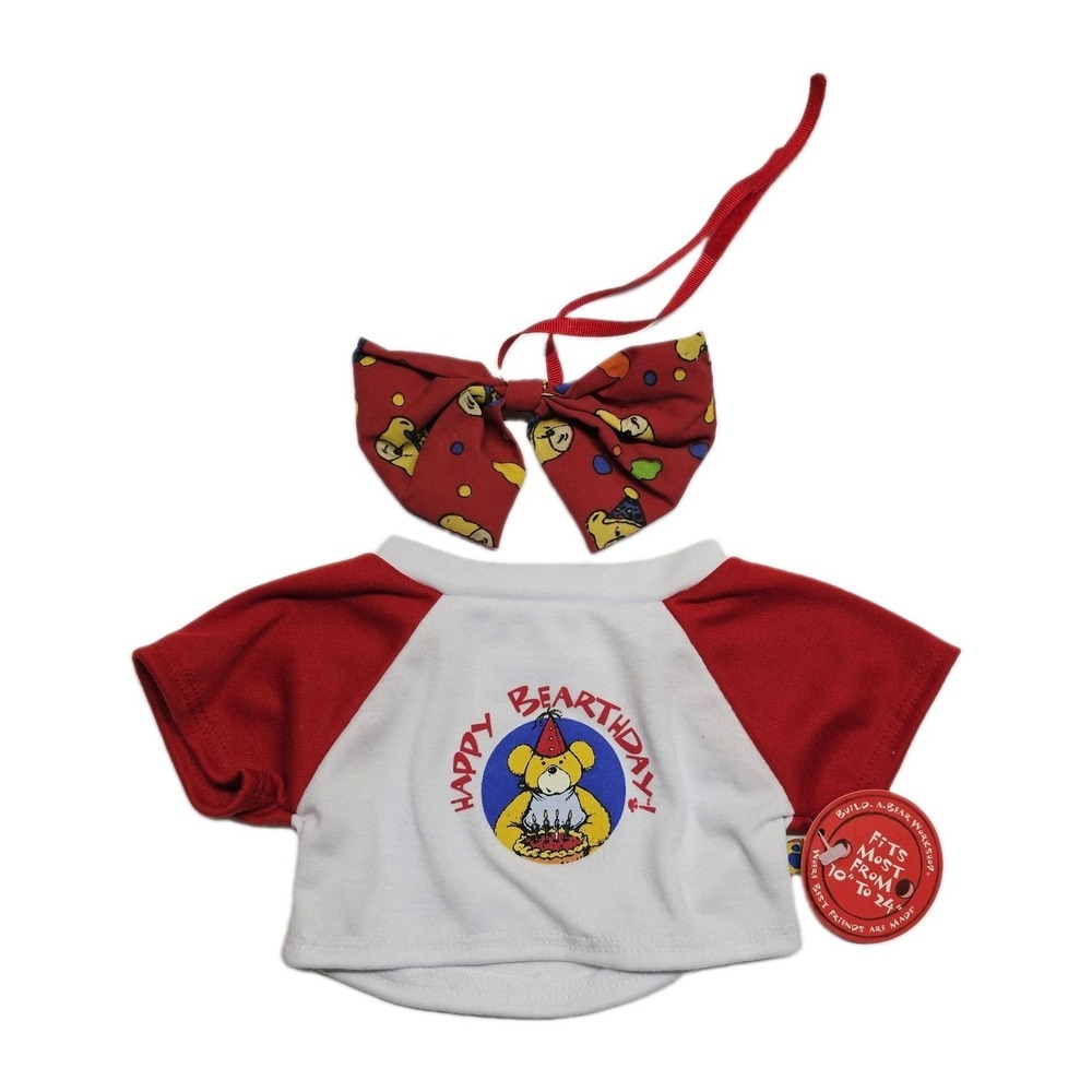 Build A Bear Workshop Happy Birthday Tee Red & White NWT